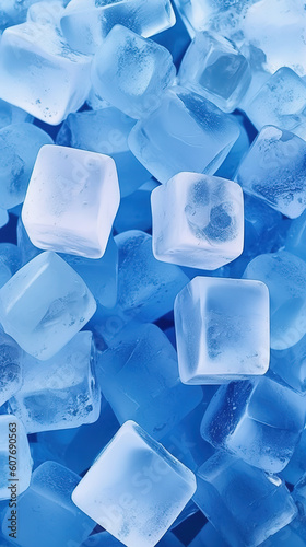 Full screen ice cubes with white gradient down to blue. The feeling of summer is clear, crystal clear.