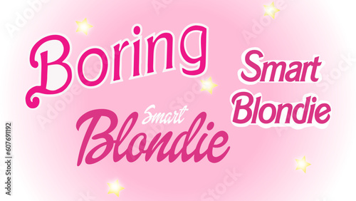 Funny stickers pack with barbie font 