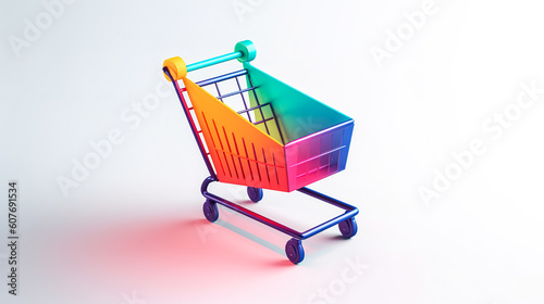 Colored Shopping Cart Icon isolated on white background, generative AI.