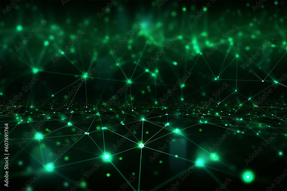 Technology network green background. Technology network green background.