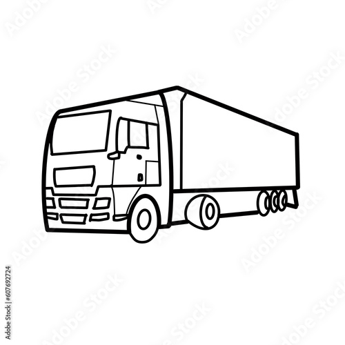 truck transport hand drawn organic line