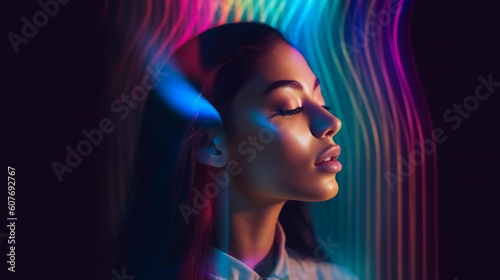 Generative ai surreal abstract art fashion portrait young woman posing