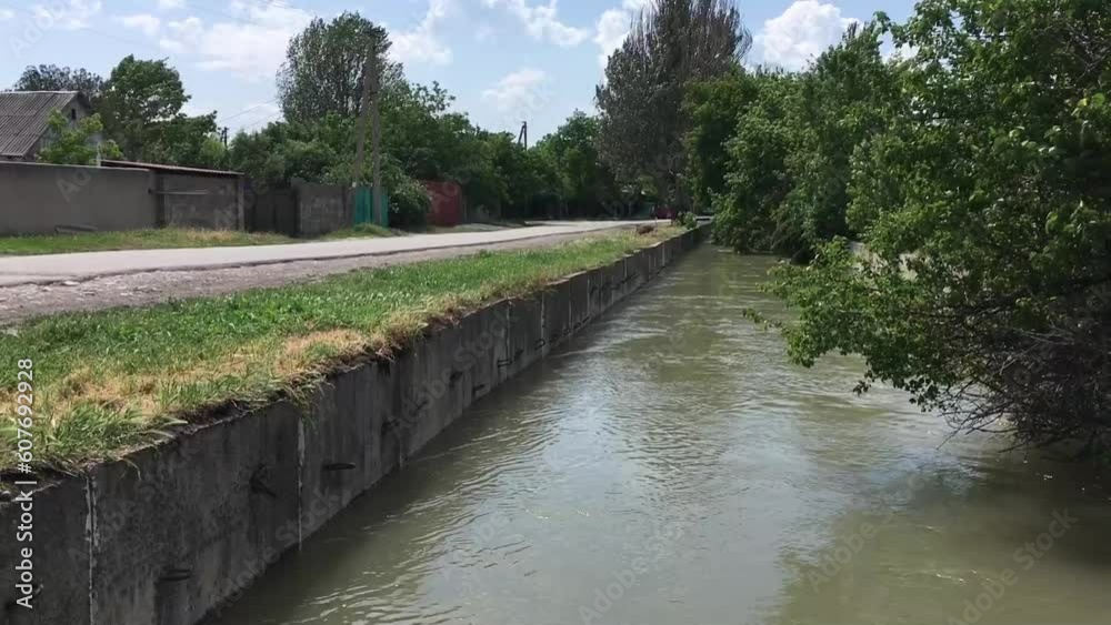 City water dranaige channel with water flow City water dranaige channel with water flow