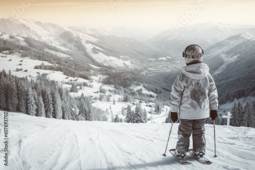 Kid ski resort. Generate AI photo