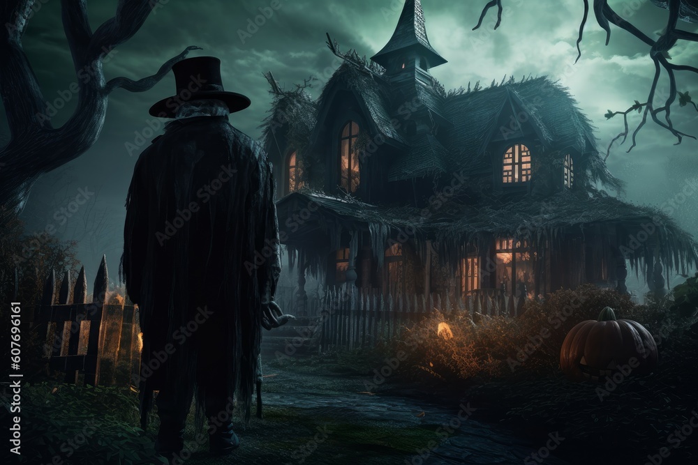 Old man halloween house. Generate Ai