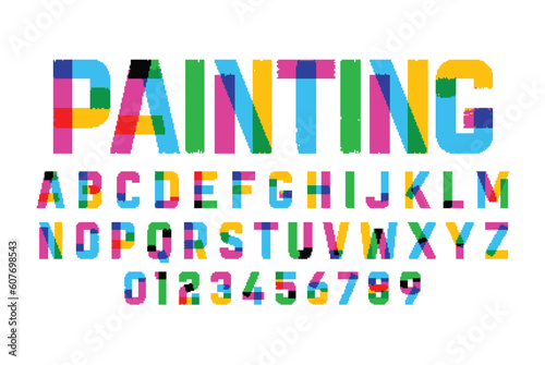 Paint brush style art alphabet font minimal technology typography creative urban font
