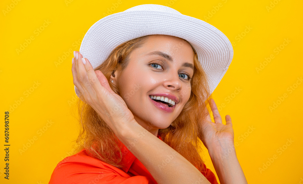 portrait of retro stylish woman at summer isolated on yellow. retro stylish woman at summer portrait of retro stylish woman at summer isolated on yellow. retro stylish woman at summer