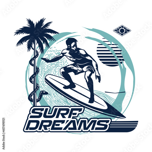 Surfing logo. Summer Surfing Illustration design vector