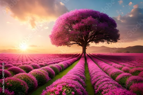 lavender field at sunset