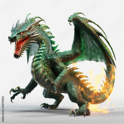 A mythological 3D character of a dragon. Generative AI