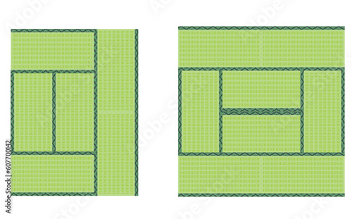 八畳と六畳の緑の畳