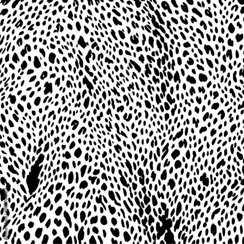 Black and white cheetah skin texture. Cheetah seamless pattern background vector