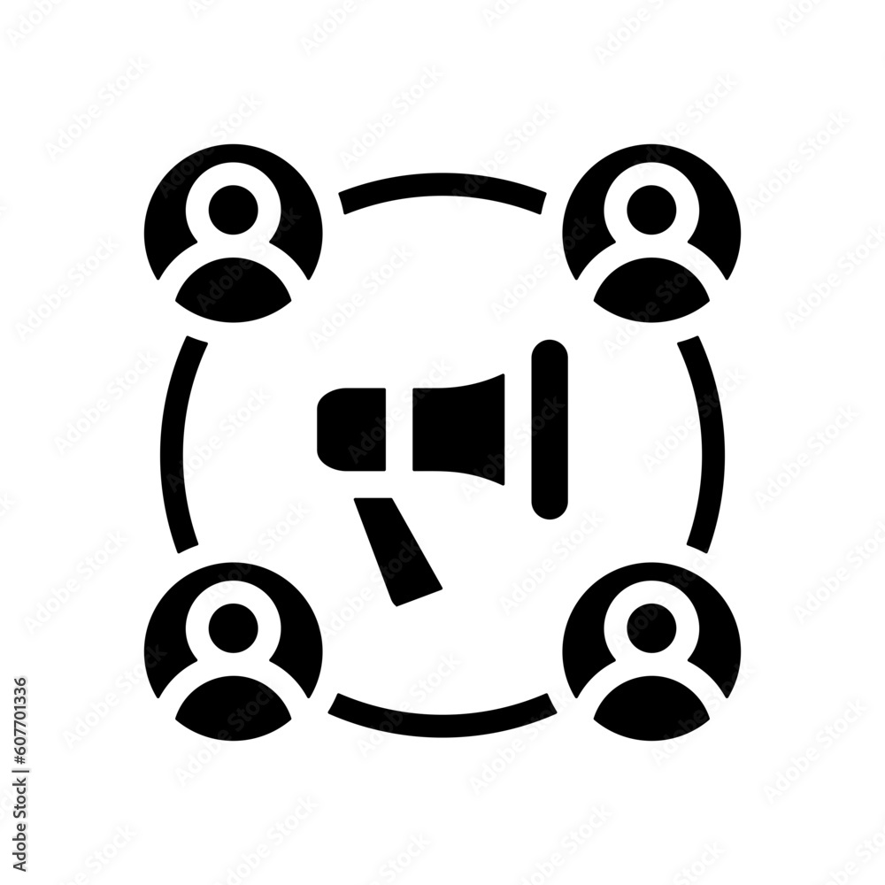 Outbound glyph icon for marketing, sales visits, cold calling, direct mail, email marketing, telemarketing logo