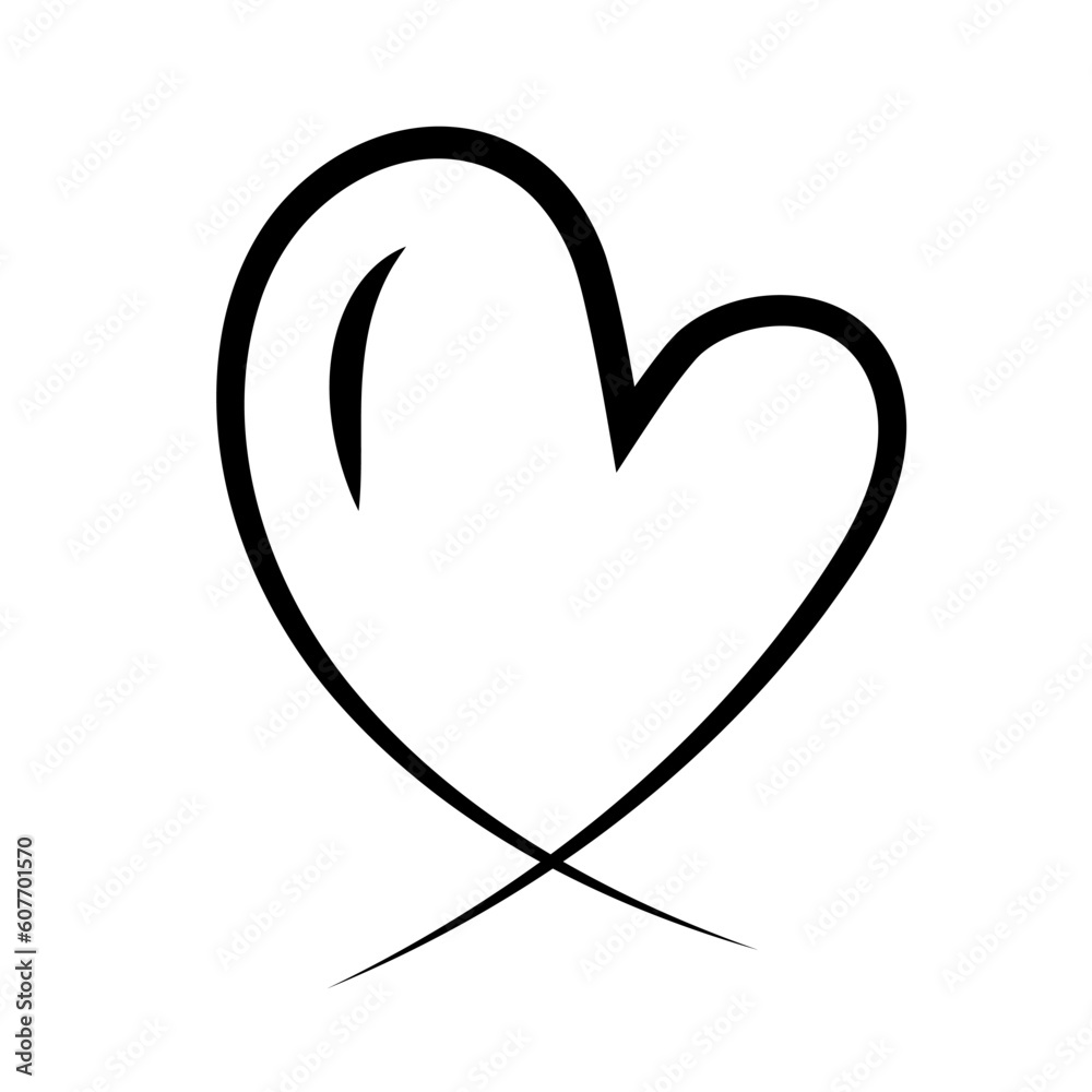 Black doodle heart. Scribble love sign icon. Template for t-shirt, card, invitation
