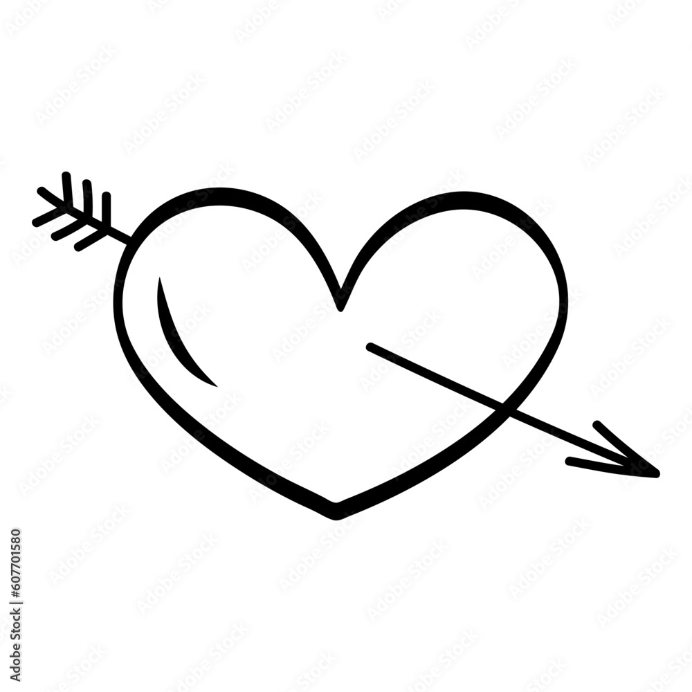 Fototapeta premium Black doodle heart. Scribble love sign icon. Template for t-shirt, card, invitation