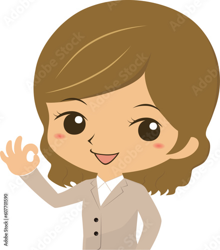 OKサインをする若いOL