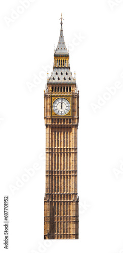 Big Ben in London UK cut out and isolated on transparent white background photo