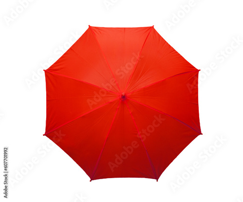 Red umbrella isolated on transparent white background