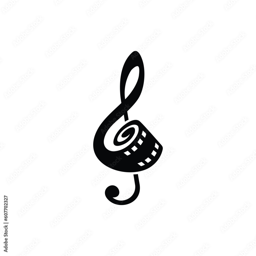 note music icon and film logo negative space logo vector design, modern logo, minimalist logo, black white note music icon and film logo negative space logo vector design, modern logo, minimalist logo, black white