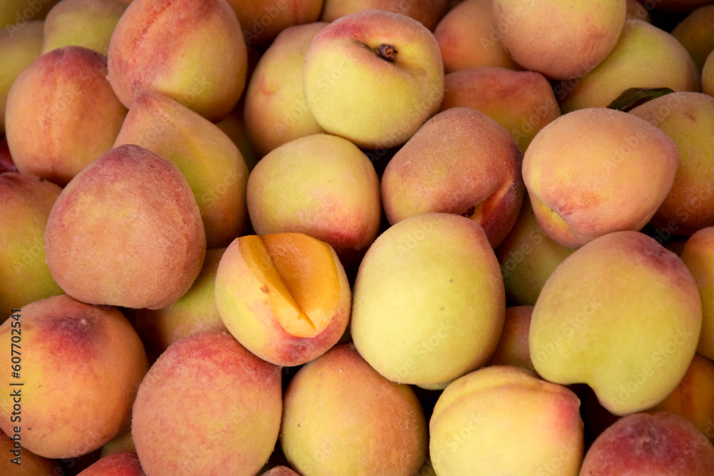 fresh peaches background for sale in fruit market. peach. fresh peaches background for sale in fruit market. peach.