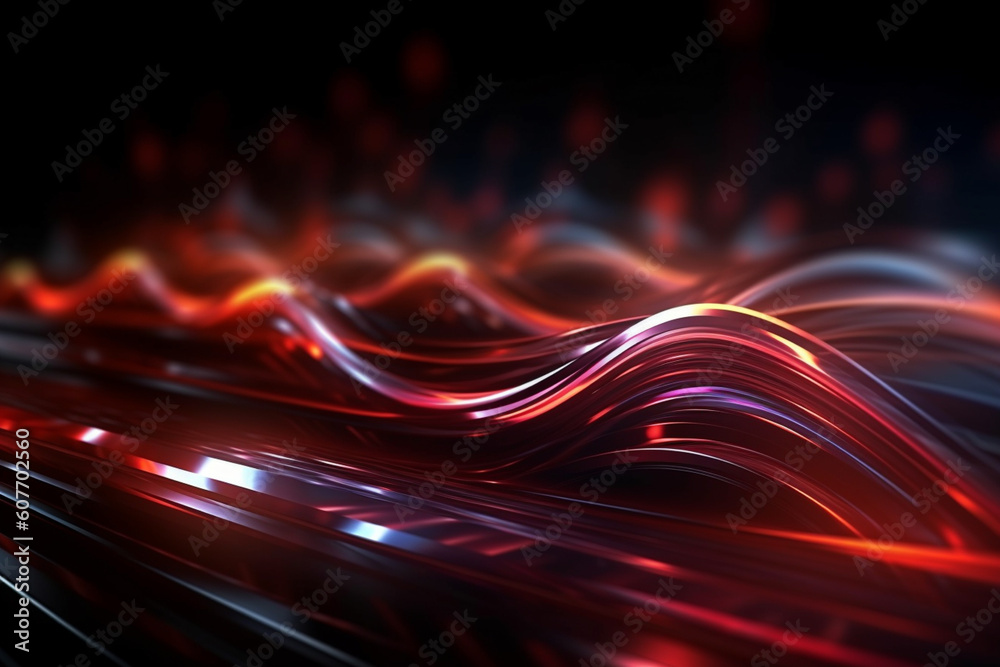 Abstract background. Connection structure. Futuristic technology element. Wavy lines and waves. Generative AI