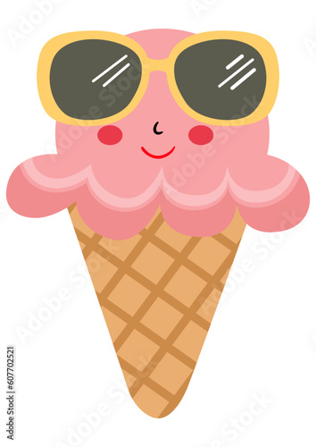 Funny ice cream cone with sunglasses
