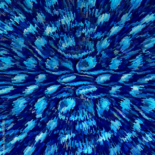 exploding 3d turquoise and dark blue pattern and design