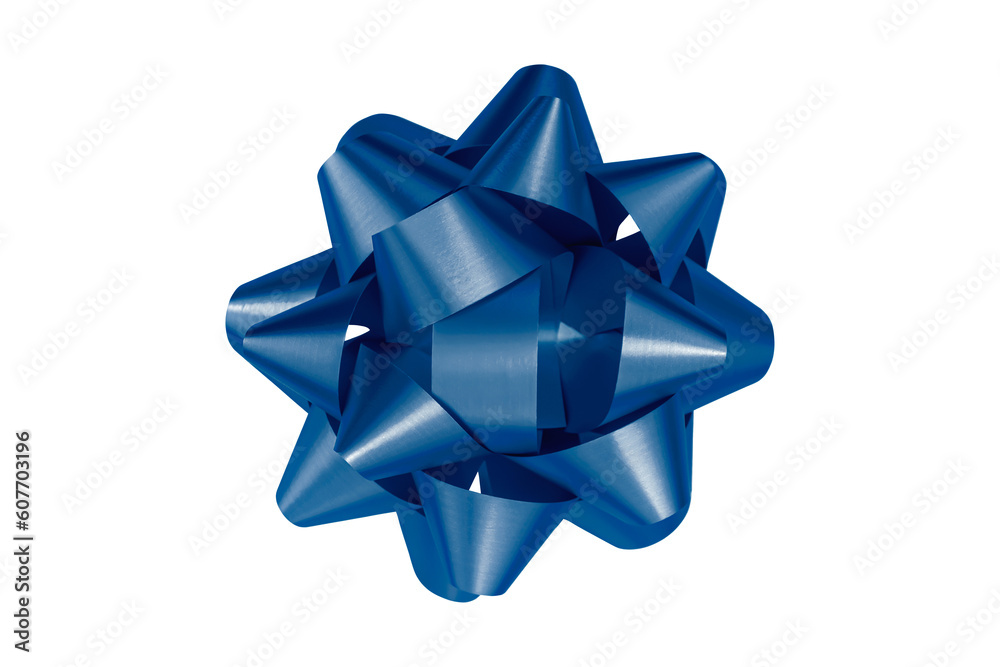 blue gift bow ribbon isolated on transparent background