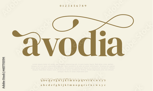 Fényképezés Avodia luxury elegant typography vintage serif font wedding invitation logo musi