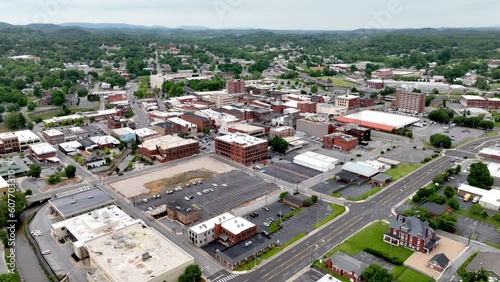 Aerial push in to Bristol Tennessee, Virginia photo