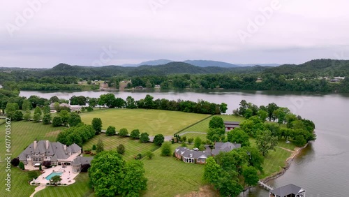 Boone Lake Tennessee aerial over lake homes and real estate photo