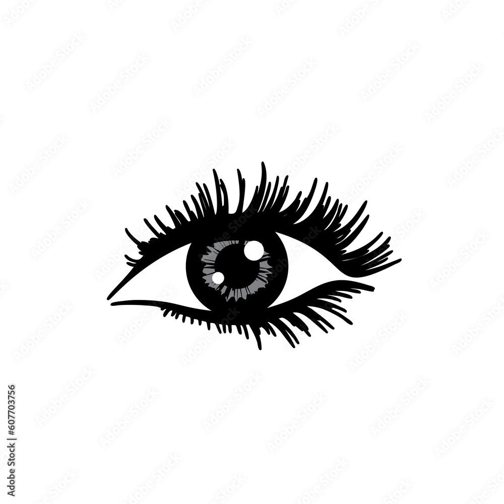 Eye Icon, Vision Symbol, Simple Ophthalmologist Sign, Woman Sight with Thick Eyelashes, Eyelash Extensions Eye Icon, Vision Symbol, Simple Ophthalmologist Sign, Woman Sight with Thick Eyelashes, Eyelash Extensions