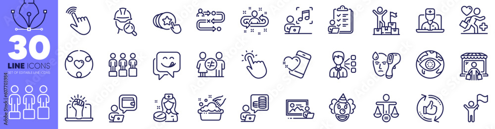 Hand washing, Market buyer and Cyber attack line icons pack. Electronic thermometer, Third party, Telemedicine web icon. Cursor, Discrimination, Equity pictogram. Empower, Nurse, Heart. Vector Hand washing, Market buyer and Cyber attack line icons pack. Electronic thermometer, Third party, Telemedicine web icon. Cursor, Discrimination, Equity pictogram. Empower, Nurse, Heart. Vector