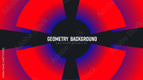 Vector geometric background, gradient red dotted circle on black backdrop, shape blend 3d.
