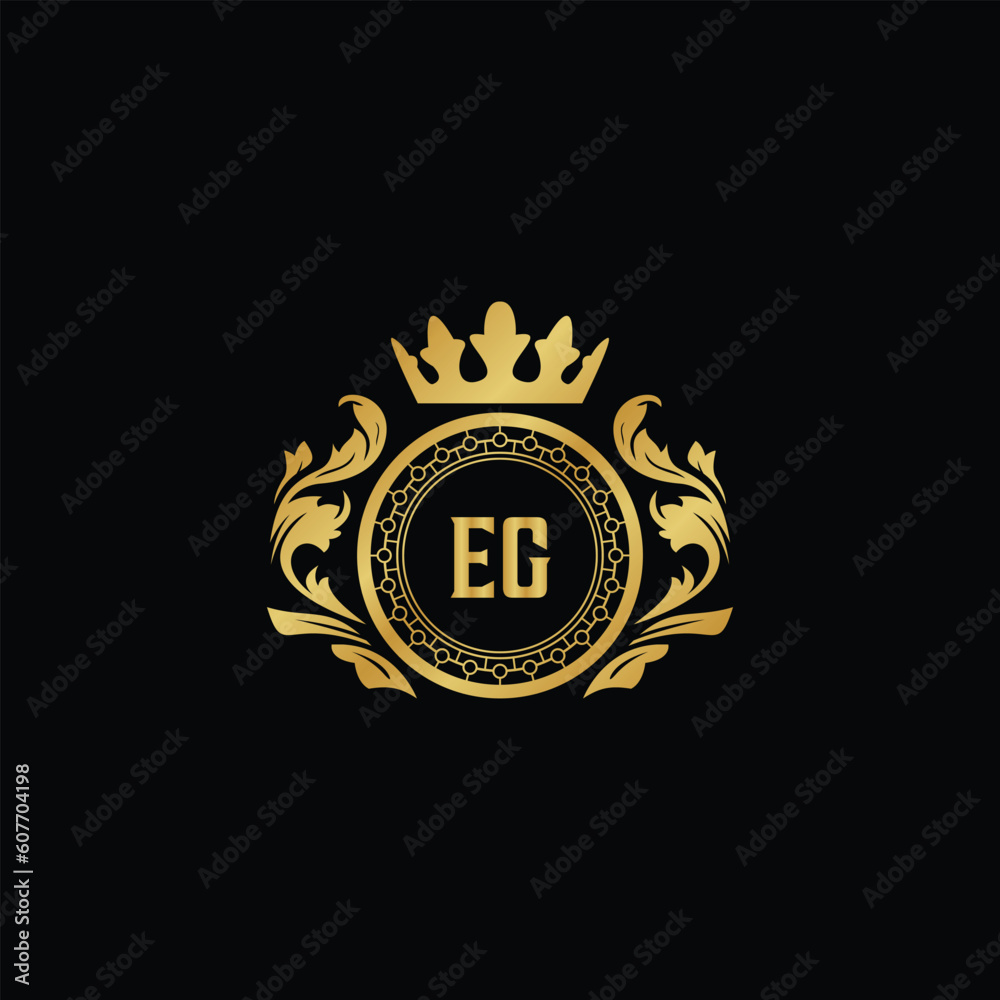 Luxury royal wing letter EA to CZ crest gold color logo vector image