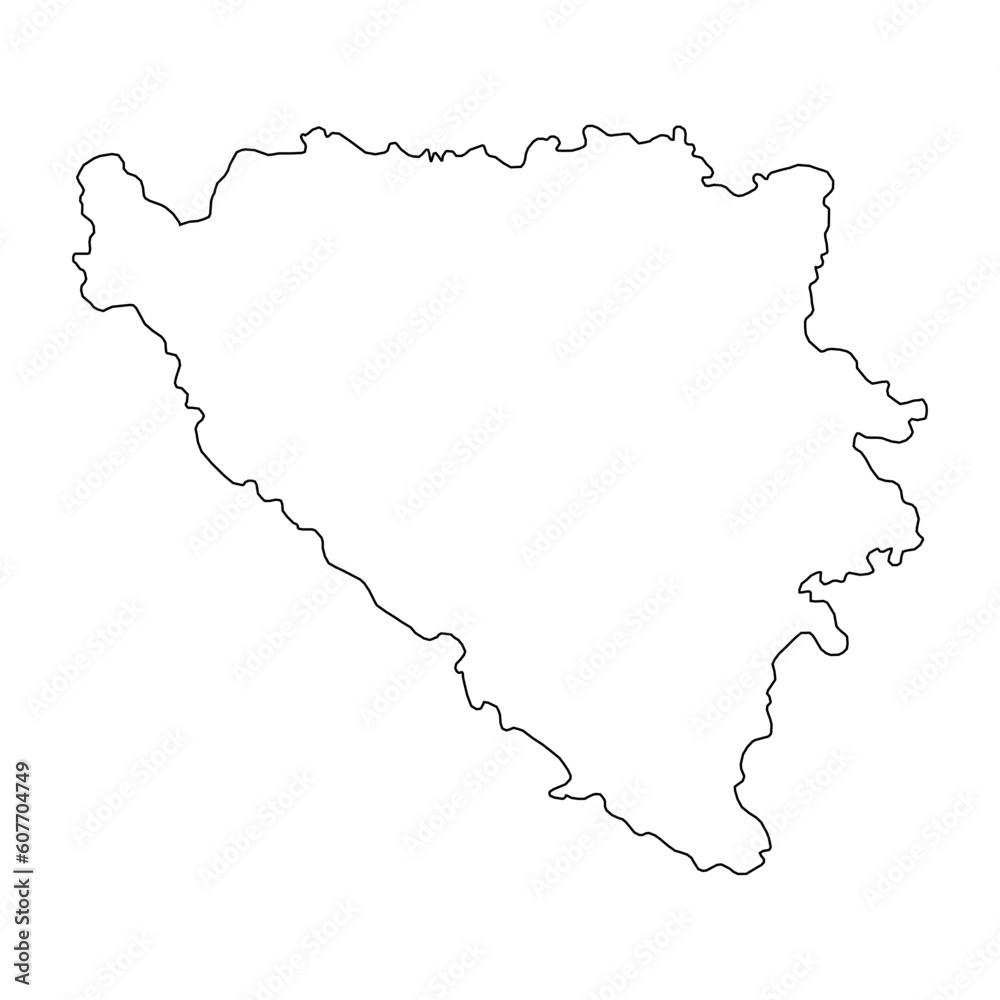 Bosnia and Herzegovina contour map background with states. Bosnia and Herzegovina contour map isolated on white background. Vector illustration