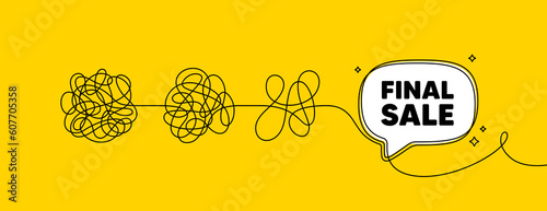 Final Sale tag. Simplify complex process with speech bubble. Special offer price sign. Advertising Discounts symbol. Final sale speech bubble message. Tangle chaos. Easy solution. Vector