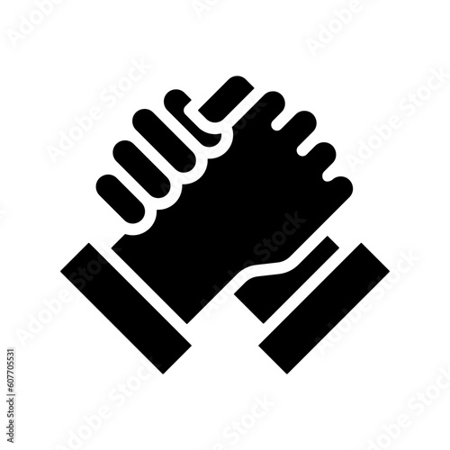 Partnership glyph icon for marketing, co-creation, joint venture, alliance, collaboration, synergy logo