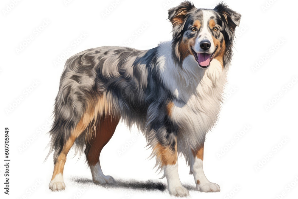 Australian Shepherd dog creative illustration - Generative AI