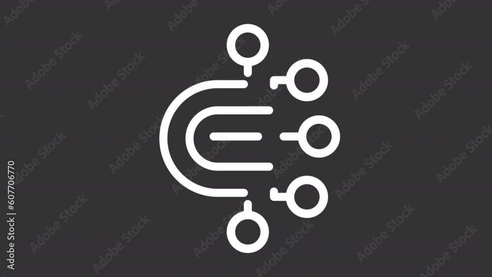 Digital data white icon animation. Animated line machine learning. Artificial intelligence. Loop HD video with chroma key, alpha channel, transparent background. Outline motion graphic animation Digital data white icon animation. Animated line machine learning. Artificial intelligence. Loop HD video with chroma key, alpha channel, transparent background. Outline motion graphic animation