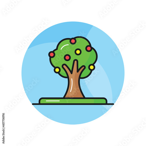 An amazing vector of fruit tree in editable style, fresh fruit tree icon