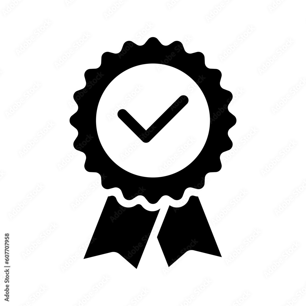 Quality Check Medal Badge Silhouette Icon Isolated Vector Illustration Quality Check Medal Badge Silhouette Icon Isolated Vector Illustration