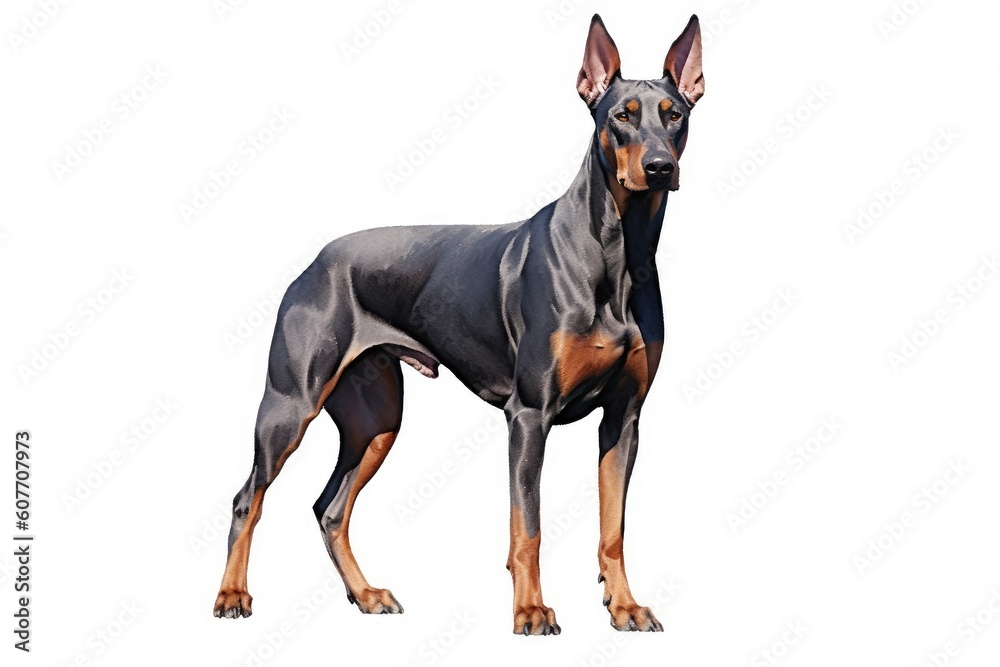 Doberman dog creative illustration - Generative AI Doberman dog creative illustration - Generative AI