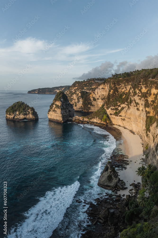 Aerial Drone View of blue coast at Diamond Beach, Nusa Penida, Bali, Indonesia. Aerial Drone View of blue coast at Diamond Beach, Nusa Penida, Bali, Indonesia.