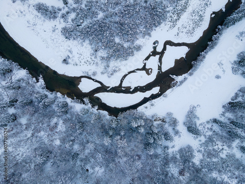 Aerial view of river Lech near Schongau in Bavaria, Germany. photo