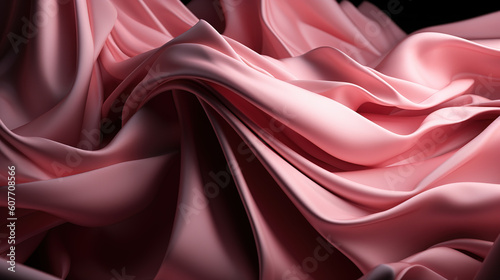 Pink silk background, flowy delicate silk. Folds background.