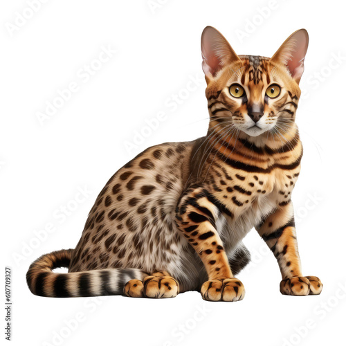 bengal cat looking isolated on white