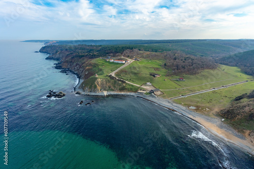 Aerial view of dairy farm on the Black Sea coastline at the Asian side of Istanbul, Turkey.