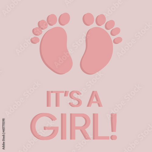 Baby shower poster. Baby shower concept. It's a girl!