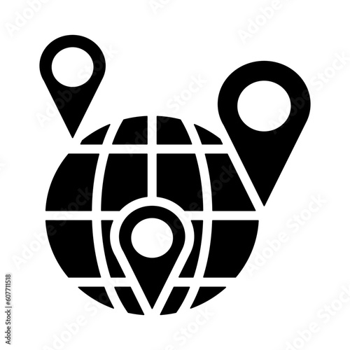 International glyph icon for marketing, multinational, cross-cultural, global, foreign, transnational logo